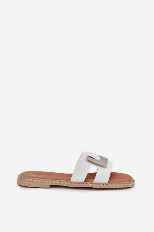 Šlepetės Moteriškas butas Su puošniais Detalem Artiker 56C1334 baltos spalvos