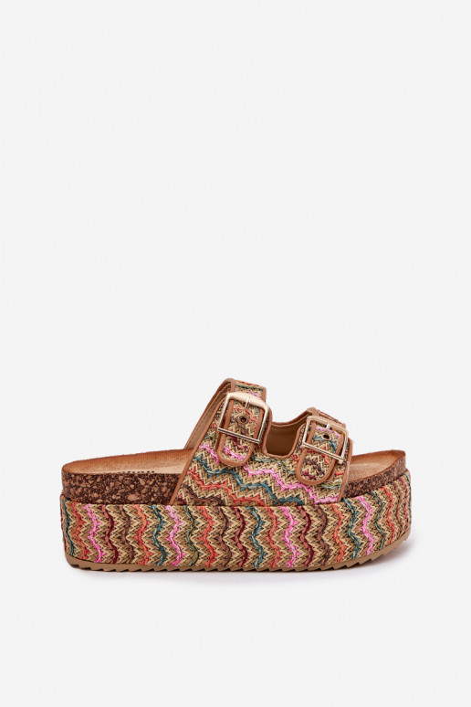 Moteriškos šlepetės su platforma Su Braid I su sagtimismi įvairių spalvų Eradriana