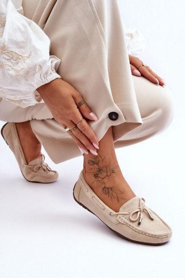 Elegantiški zomšiniai mokasinai smėlio spalvos Si Passione