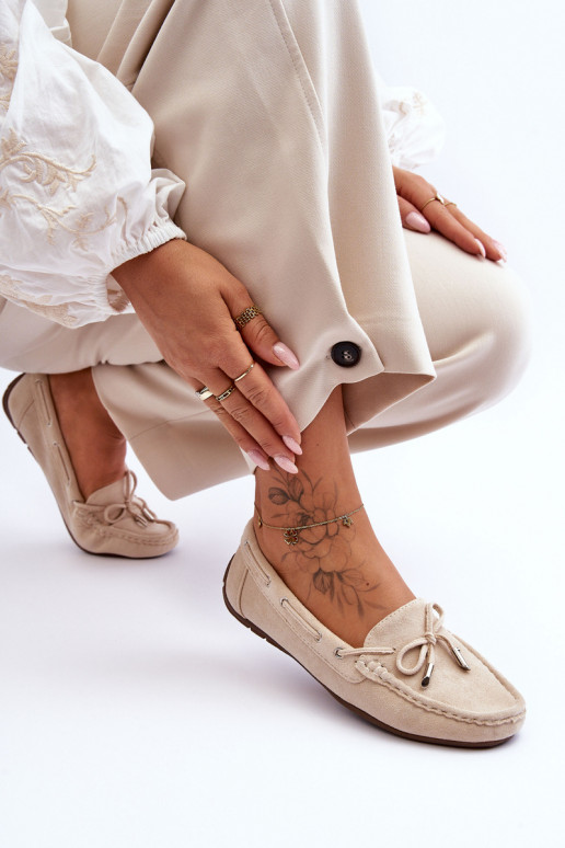 Elegantiški zomšiniai mokasinai smėlio spalvos Si Passione