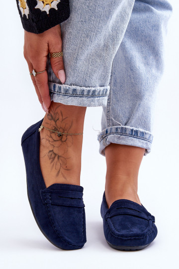 Elegantiški zomšiniai mokasinai tamsiai mėlynos spalvos Lenvie 2