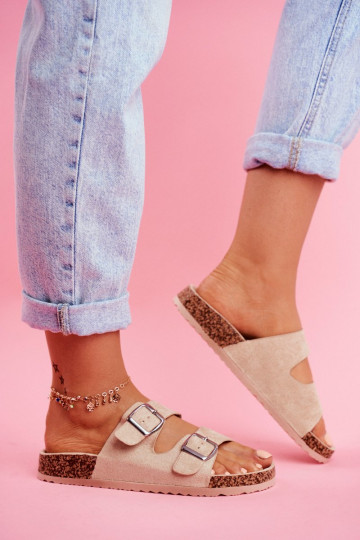 Moteriškas Šlepetės Ant Koreko su sagtimis smėlio spalvos Si Senor 2