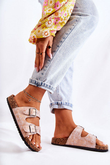 Moteriškas Šlepetės Ant Koreko su sagtimis rausvo aukso spalvos Vivio 2