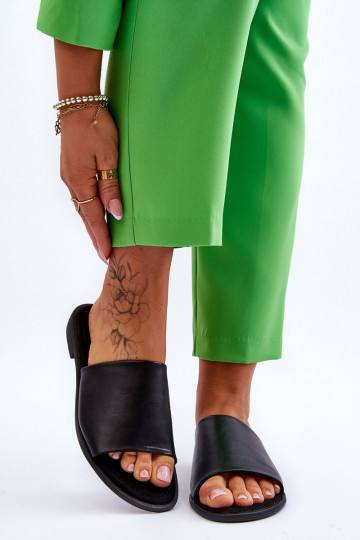 Moteriškas Oda lygi Šlepetės juodos spalvos Cerise