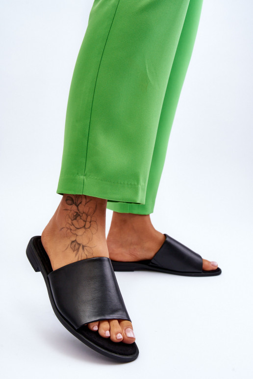 Moteriškas Oda lygi Šlepetės juodos spalvos Cerise