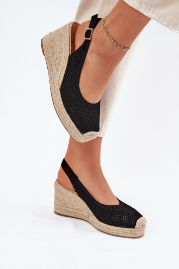 Moteriškos basutės Ant pleišto Su Braid juodos spalvos Tulliata