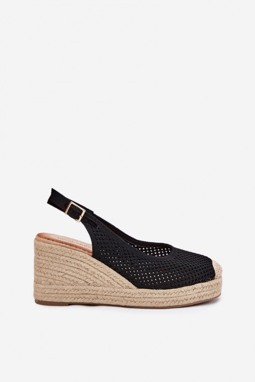 Moteriškos basutės Ant pleišto Su Braid juodos spalvos Tulliata