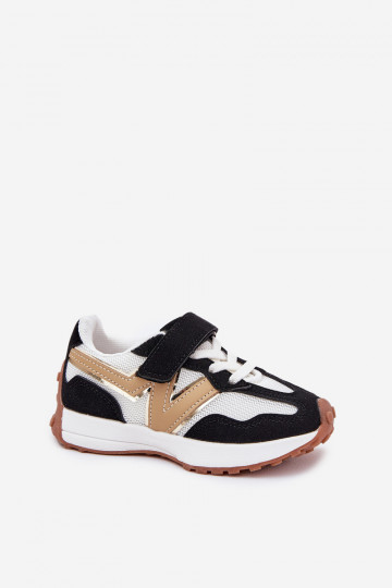 Sneakers modelio batai Vaikiški su lipniais užsegimais Baltos-juodos spalvos Tezzu 2