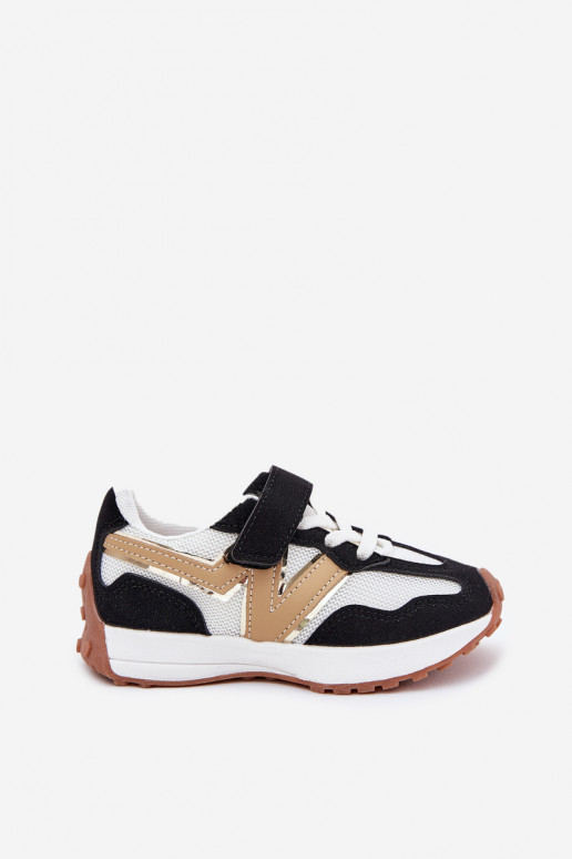 Sneakers modelio batai Vaikiški su lipniais užsegimais Baltos-juodos spalvos Tezzu