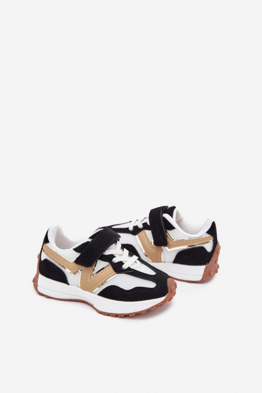 Sneakers modelio batai Vaikiški su lipniais užsegimais Baltos-juodos spalvos Tezzu