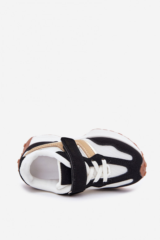 Sneakers modelio batai Vaikiški su lipniais užsegimais Baltos-juodos spalvos Tezzu