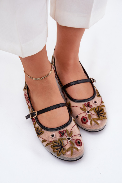 Balerinos Z Haftem I Juostelėsem juodos spalvos Lilindraen