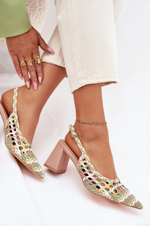 basutės Su Braid su kulniukais rožinės spalvos Ebina