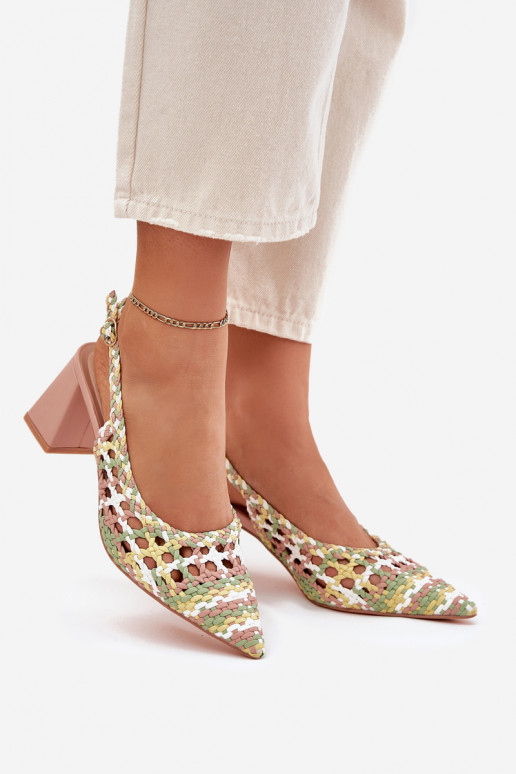 basutės Su Braid su kulniukais rožinės spalvos Ebina