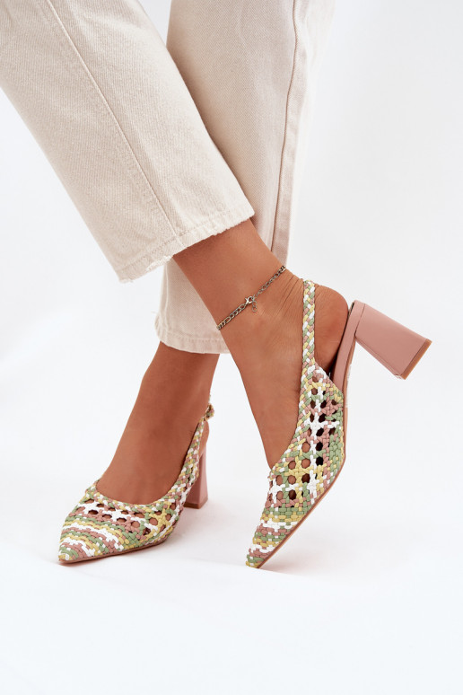 basutės Su Braid su kulniukais rožinės spalvos Ebina