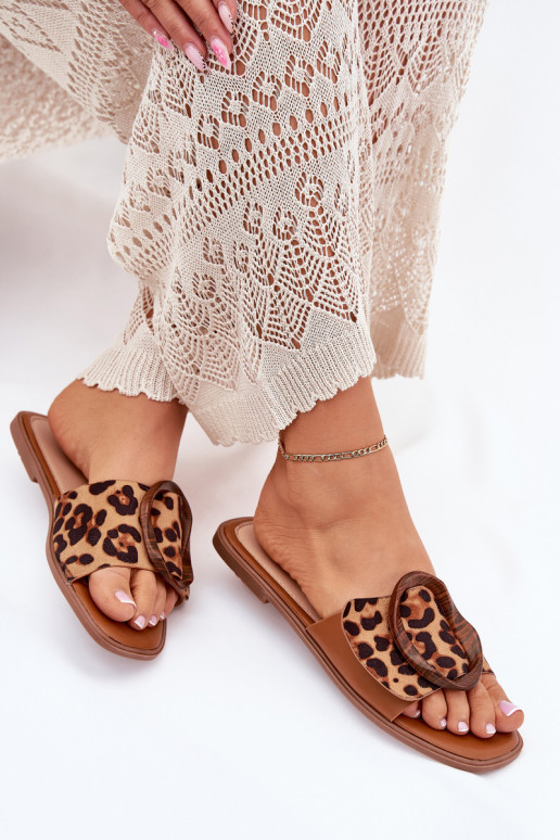 Šlepetės Moteriškas butas dekoruoti su sagtimis su leopardo kailio raštais LuĮam