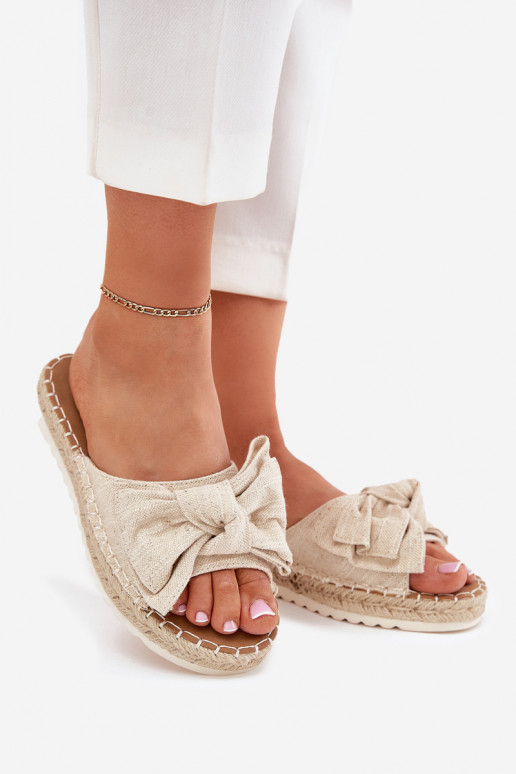 Moteriškos šlepetės su platforma Su Braid I Kokardką smėlio spalvos Alpireda