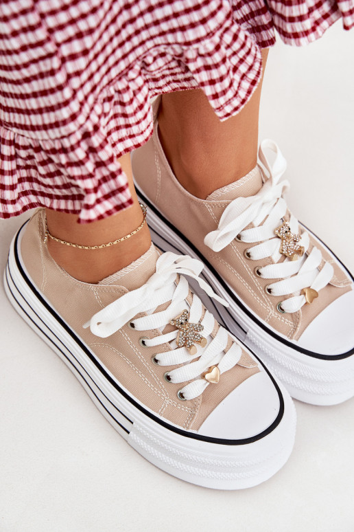 Laisvalaikio bateliai su platforma Ze aukso spalvosmi Przypinkami smėlio spalvos Fiorina Laisvalaikio bateliai su platforma Ze aukso spalvosmi Przypinkami smėlio spalvos Fiorina