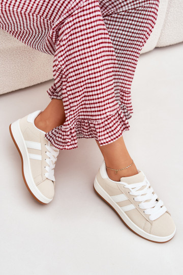 sportiniai bateliai Sneakers modelio batai Moteriškas iš eko odos smėlio spalvos Ravina