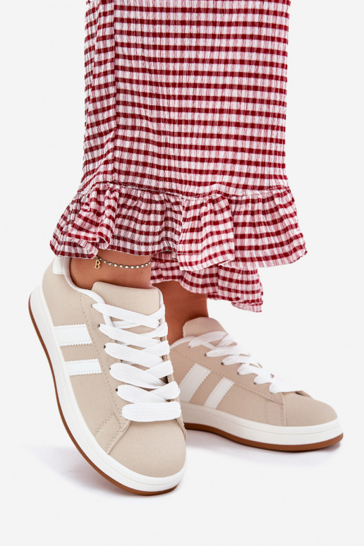 sportiniai bateliai Sneakers modelio batai Moteriškas iš eko odos smėlio spalvos Ravina sportiniai bateliai Sneakers modelio batai Moteriškas iš eko odos smėlio spalvos Ravina
