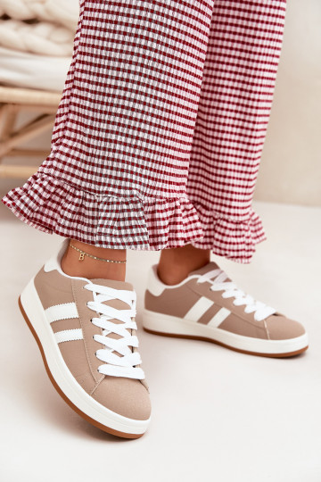 sportiniai bateliai Sneakers modelio batai Moteriškas iš eko odos smėlio spalvos Ravina 2