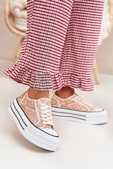 Žemas Laisvalaikio bateliai su platforma rožinės spalvos Melina