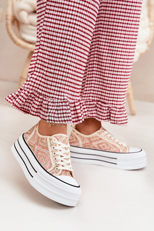 Žemas Laisvalaikio bateliai su platforma rožinės spalvos Melina