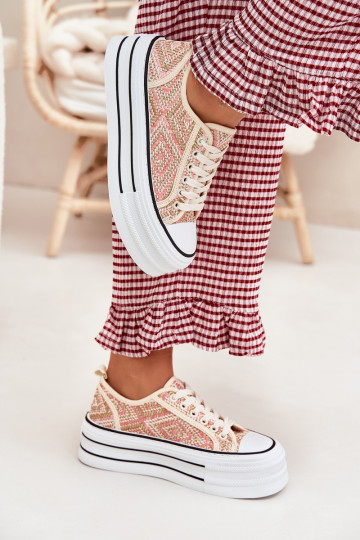 Žemas Laisvalaikio bateliai su platforma rožinės spalvos Melina 2