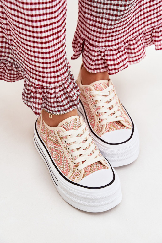 Žemas Laisvalaikio bateliai su platforma rožinės spalvos Melina