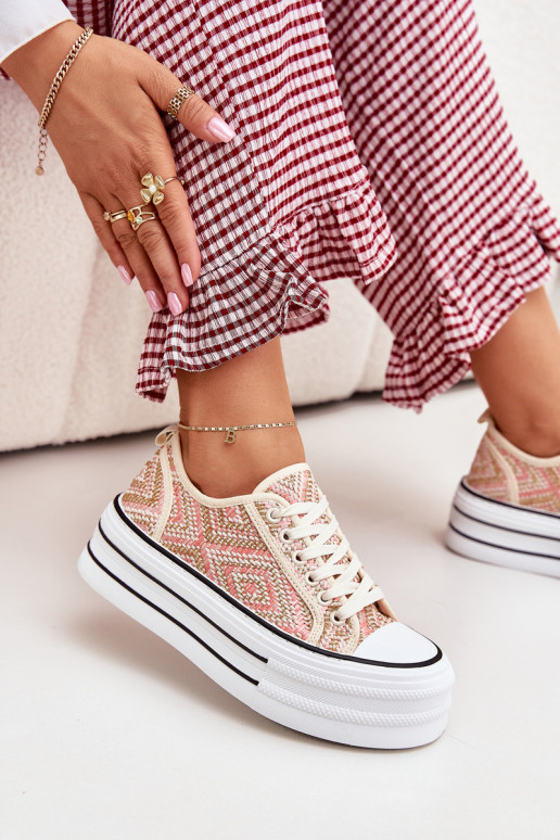 Žemas Laisvalaikio bateliai su platforma rožinės spalvos Melina