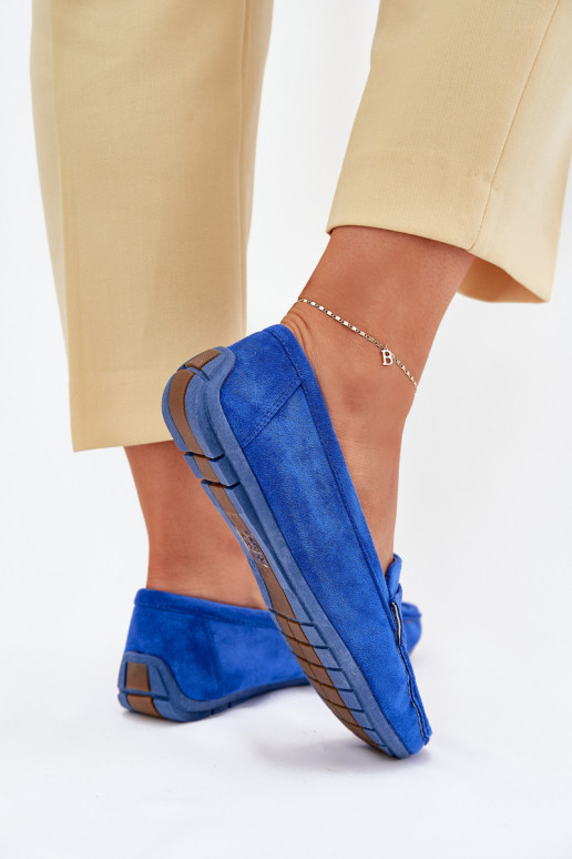 Elegantiški zomšiniai mokasinai kobalto mėlynos spalvos Lenvie