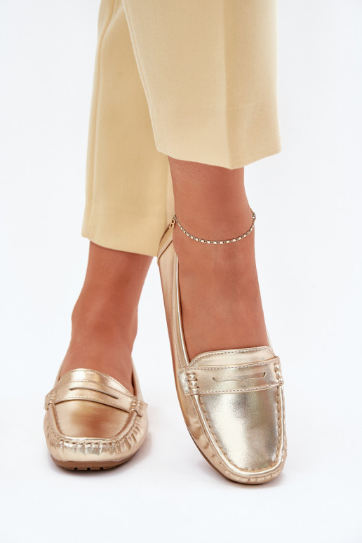Moteriškas Eko Oda Mokasinai aukso spalvos Lenvie