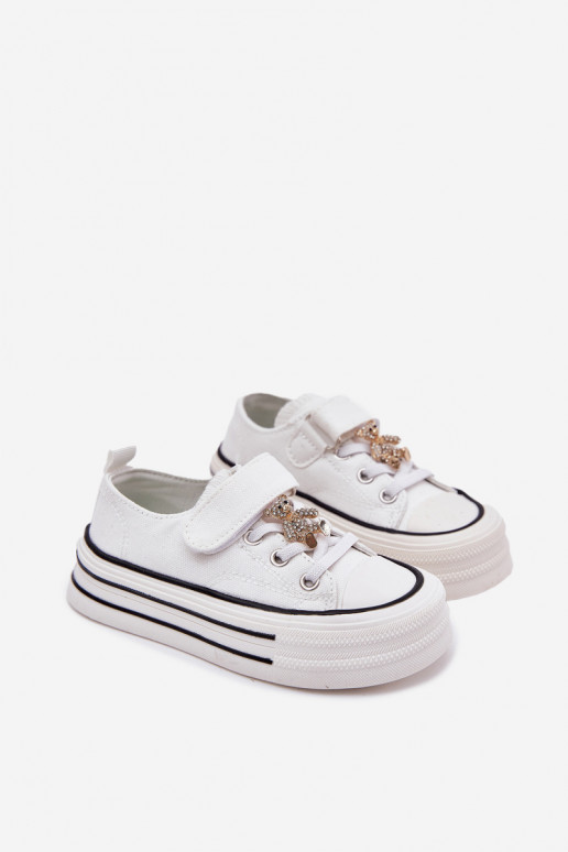 Vaikiški laisvalaikio batai Ze Złotą Przypinką Meškiukai baltos spalvos Solena