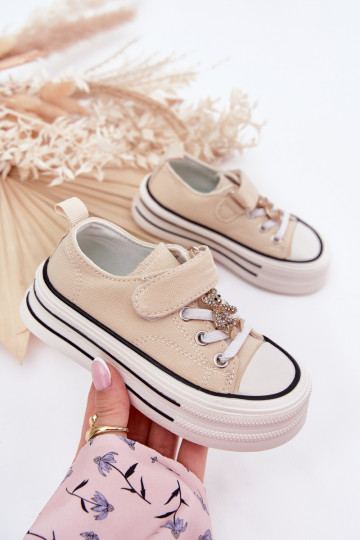 Vaikiški laisvalaikio batai Ze Złotą Przypinką Meškiukai smėlio spalvos Solena