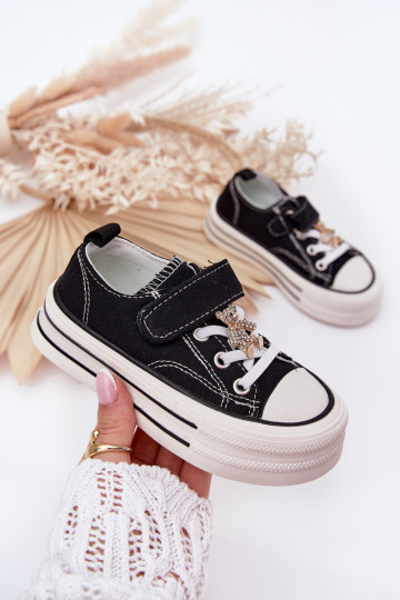 Vaikiški laisvalaikio batai Ze Złotą Przypinką Meškiukai juodos spalvos Solena