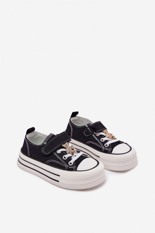 Vaikiški laisvalaikio batai Ze Złotą Przypinką Meškiukai juodos spalvos Solena