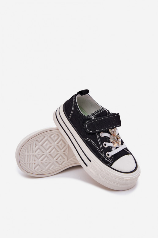 Vaikiški laisvalaikio batai Ze Złotą Przypinką Meškiukai juodos spalvos Solena