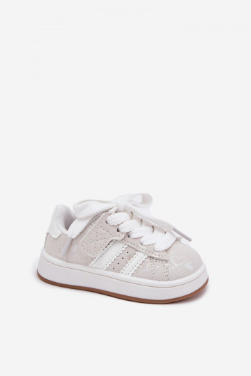 sportiniai bateliai Sneakers modelio batai Vaikiški su širdutėmis baltos spalvos Mirelle 2