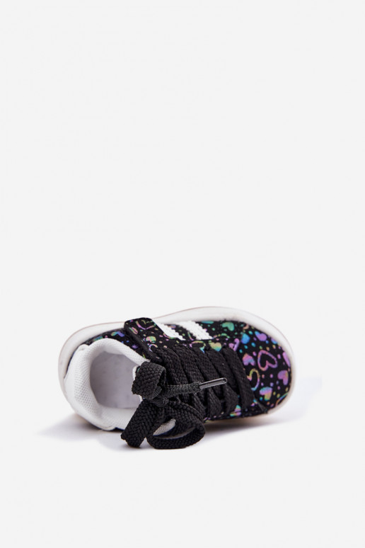 sportiniai bateliai Sneakers modelio batai Vaikiški su širdutėmis juodos spalvos Mirelle