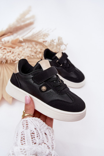 sportiniai bateliai Sneakers modelio batai Vaikiški su lipniais užsegimais juodos spalvos Zarina