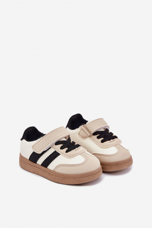 sportiniai bateliai Sneakers modelio batai Vaikiški su lipniais užsegimais smėlio spalvos Adelina