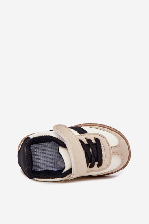 sportiniai bateliai Sneakers modelio batai Vaikiški su lipniais užsegimais smėlio spalvos Adelina