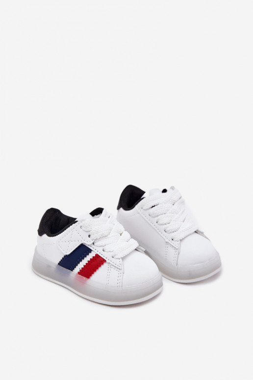 sportiniai bateliai Sneakers modelio batai Vaikiški su žėrinčiu padu Baltos-juodos spalvos Arielle