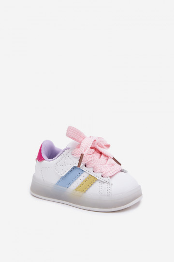 Vaikiški sportiniai bateliai "Sneakers" modelio su žėrinčiu padu, baltos-rožinės spalvos "Arielle" 2