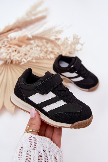 Vaikiški sportbačiai sportiniai bateliai su lipniais užsegimais juodos spalvos Viona