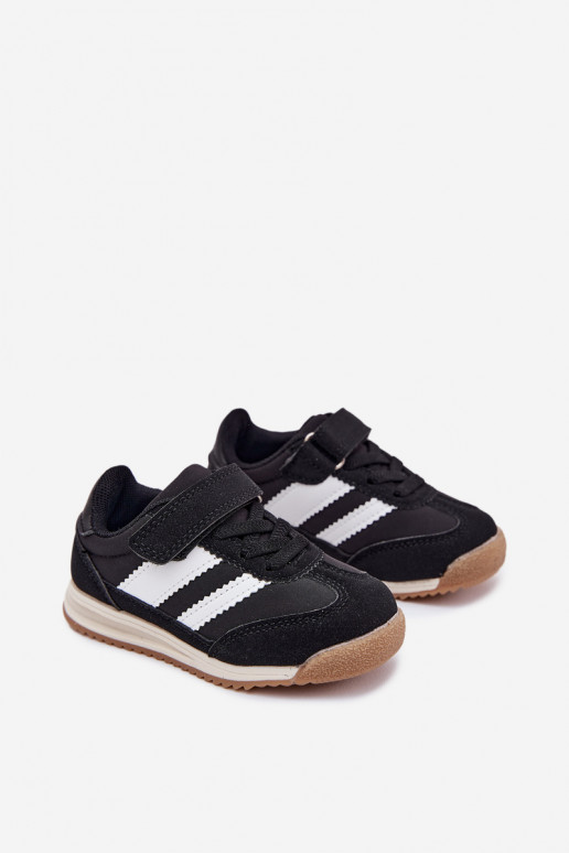 Vaikiški sportbačiai sportiniai bateliai su lipniais užsegimais juodos spalvos Viona