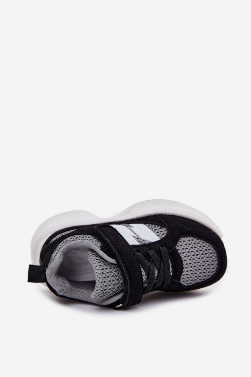sportiniai bateliai Sneakers modelio batai Vaikiški su lipniais užsegimais Juodos ir-pilkos spalvos Selinea