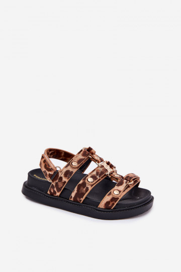 Vaikiški aukso spalvos sandalai su leopardo rašto detalėmis Lunessa 2