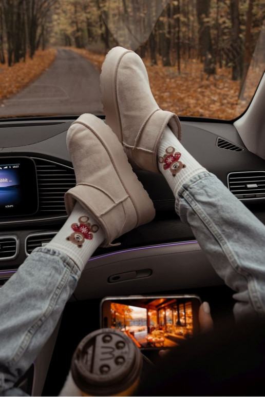 Kojinės Moteriškas Meškiukai Į SĮeterku dramblio kaulo spalvos Kojinės Moteriškas Meškiukai Į SĮeterku dramblio kaulo spalvos