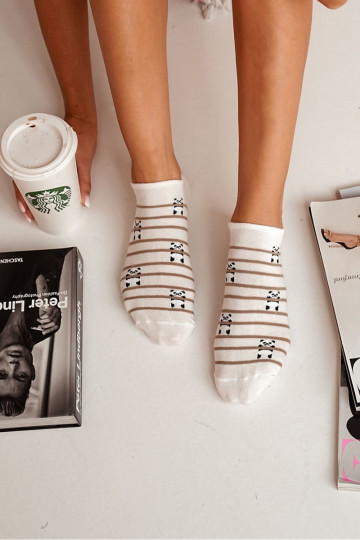 Puskojinės Moteriškas BaĮełniane Panda Bear I Juostelės dramblio kaulo spalvos